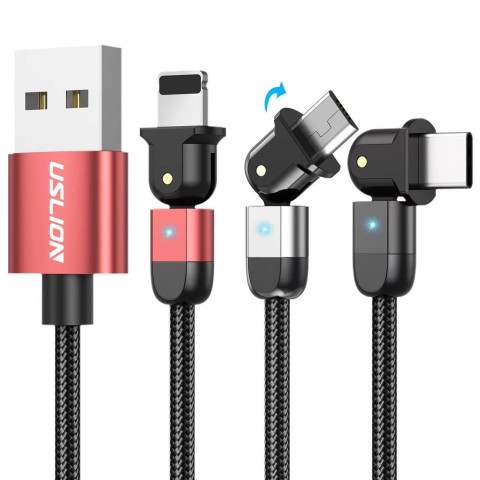Lightning-USB для швидкого заряджання та передачі даних провід зарядки на айфон Uslion 180 градусів